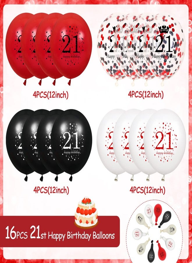 Yoirrat 21st Birthday Balloons for Women, 16Pcs Red Black Happy 21st Birthday Balloons Decorations for Women Men 21 Years Old Party Decor Supplies 12 inches - Image 5
